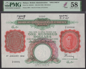 Board of Commissioners of Currency, Malaya, a printers’ archival specimen $100, 1 January 1942, serial number...