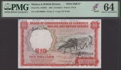 Board of Commissioners of Currency, Malaya and British Borneo, specimen $10, 1 March 1961, serial number A/96 000000...