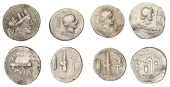 Roman Republican Coinage, Denarii (4), P. Furius Crassipes, c. 84, turreted head of the City right, aed cvr and foot...