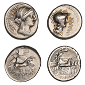 Roman Republican Coinage, Denarii (2), Pub. Crepusius, C. Mamilius Limetanus and L. Censorinus, c. 82, veiled,...