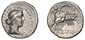 Roman Republican Coinage, C. Annius T.f. T.n. with L. Fabius L.f. Hispaniensis, Denarius, c. 82, diademed bust of...