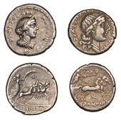 Roman Republican Coinage, Denarii (2), C. Annius T.f. T.n. with C. Tarquitius P.f., c. 82, diademed bust of Anna...