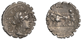 Roman Republican Coinage, C. Marius C.f. Capito, serrate Denarius, c. 81, wreathed and draped bust of Ceres right, c...