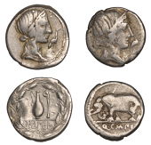 Roman Republican Coinage, Q. Caecilius Metellus Pius, Denarii (2), c. 81, diademed bust of Pietas right, stork...