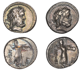 Roman Republican Coinage, L. Procilius, Denarii (2), c. 80, laureate head of Jupiter right; s c downwards behind,...