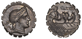 Roman Republican Coinage, C. Naevius Balbus, serrate Denarius, c. 79, diademed head of Venus right, s c behind, rev....