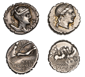 Roman Republican Coinage, Serrate Denarii (2), C. Naevius Balbus, c. 79, diademed head of Venus right, s c behind, s...