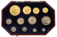 George V (1910-1936), Proof set, 1911, comprising Five and Two Pounds, Sovereign and Half-Sovereign, Halfcrown to...