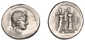 Roman Republican Coinage, Cn. Egnatius Cn.f. Cn.n Maxsumus, serrate Denarius, c. 75, diademed and draped bust of...