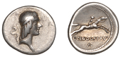 Roman Republican Coinage, C. Piso L.f. Frugi, Denarius, c. 67, diademed head of Apollo right, snake behind, rev....