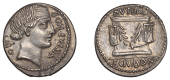 Roman Republican Coinage, L. Scribonius Libo, Denarius, c. 62, diademed head of Bonus Eventus right, bon event...