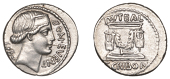 Roman Republican Coinage, L. Scribonius Libo, Denarius, c. 62, diademed head of Bonus Eventus right, bon event...