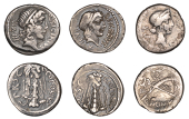 Roman Republican Coinage, Denarii (3), Q. Sicinius and C. Coponius (2), 49, diademed head of Apollo right, star...