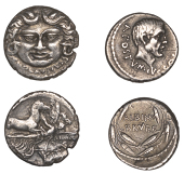 Roman Republican Coinage, Denarii (2), Albinus Bruti f., 48, bare head of the consul Aulus Postumius Albinus right,...