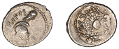 Roman Republican Coinage, Mn. Cordius Rufus, Denarius, 46, crested Corinthian helmet right, surmounted by owl, rvfvs...