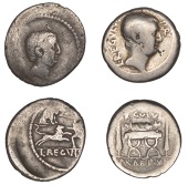 Roman Republican Coinage, L. Livineius Regulus, Denarii (2), 42, bare head of the praetor L. Livineius Regulus...