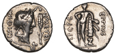 Roman Republican Coinage, Q. Caecilius Metellus Pius Scipio and Eppius, Denarius, 47-46, head of Africa right,...