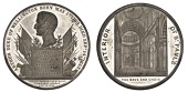 Obsequies for the Duke of Wellington, 1852, a white metal medal by J. Davis, bust left on plinth, crossed flags and...