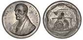 Obsequies for the Duke of Wellington, 1852, a white metal medal by T. Ottley, bust three-quarters left, rev....