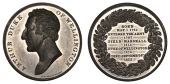 Death of the Duke of Wellington, 1852, a white metal medal by J. Davis, bare head left, legend within wreath, 51mm...