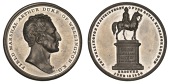 Death of the Duke of Wellington, 1852, a white metal medal, unsigned, bare head right, rev. equestrian statue, 42mm...