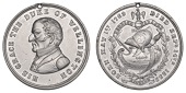 Death of the Duke of Wellington, 1852, a white metal medal, unsigned [by Allen & Moore], bust left, rev. helmet and...