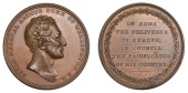 Death of the Duke of Wellington, 1852, a copper medal, unsigned, bare head right, rev. legend within wreath, 41mm...