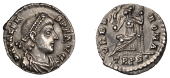 Roman Imperial Coinage, Valens, Siliqua, Trier, 368-75, pearl-diademed, draped and cuirassed bust right, rev. Roma...