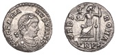 Roman Imperial Coinage, Gratian, Siliqua, Trier, 368-75, pearl-diademed, draped and cuirassed bust right, rev. Roma...