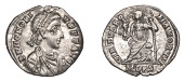Roman Imperial Coinage, Honorius, Siliqua, Milan, c. 402, pearl-diademed, draped and cuirassed bust right, rev. Roma...
