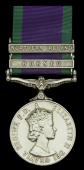 General Service 1962-2007, 2 clasps, Borneo, Northern Ireland (23960269 Pte. R. Jones. Queens Own Buffs.) good very...