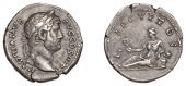 Hadrian, Denarius, 130-3, laureate head right, rev. Ægyptos reclining left, holding up sistrum, ibis in front,...