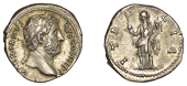 Hadrian, Denarius, c. 134-8, laureate bust right, rev. Italia standing left, holding sceptre and cornucopiæ,...