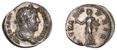Hadrian, Denarius, 130-3, laureate and cuirassed bust right, rev. Alexandria standing left, holding sistrum and bowl...