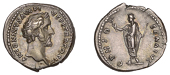 Antoninus Pius, Denarius, 141-3, bare head right, rev. genio senatvs, Genius standing left, holding branch and...