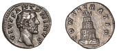 Divus Antoninus Pius, Denarius, 161, bare head right, rev. consecratio, crematorium of four tiers, surmounted by...