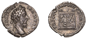 Marcus Aurelius, Denarius, 176, m antoninvs avg germ sarm, laureate head right, rev. tr p xxx imp viii cos iii p p,...