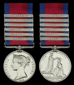 The Military General Service Medal awarded to Private George Riley, 6th Foot, who was severely wounded in the head...