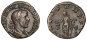 Philip I, Sestertius, laureate and draped bust right, rev. laet fvndata, Laetitia standing left on ship’s prow...