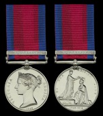 The Military General Service Medal awarded to Sergeant Daniel Banfield, 8th Foot, who was ‘wounded in action in...