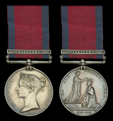 The Military General Service Medal awarded to Private Samuel Murless, 82nd Foot, whose regiment fought at the...
