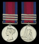 The Military General Service Medal awarded to Private George Harrison, 85th Foot, who was wounded in the left knee...