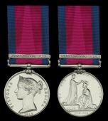 The Military General Service Medal for Chrystler’s Farm awarded to Private Marcel Morentz, Canadian Voltigeurs,...