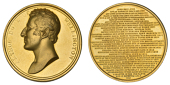 Governor of Plymouth, 1819, a gilt-copper medal, unsigned [by T. Webb for Mudie], bare head left, rev. legend in...