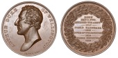 Prime Minister, 1828, a copper medal by J. Davis, bare head left, legend within wreath, 51mm (Eimer 103; BHM 1330)....