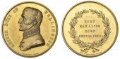 Death of the Duke of Wellington, 1852, a gilt-copper medal by T.R. Pinches, uniformed bust left, rev. legend within...