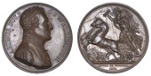 Battle of Vittoria, 1813, a copper medal by Donnadio and Lefevre for Mudie, uniformed bust right, rev. Bellona...