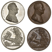 Battle of Vittoria, 1813, copper and white metal medals by Mills and Lefevre for Mudie, similar, each 41mm (Eimer...
