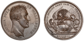 English Army Passes the Pyrenees, 1813, a copper medal by N. Brenet for Mudie, bare head right, rev. British lion...