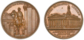 Erection of the Wellington Equestrian Statue, 1844, a copper medal by J. Taylor, view of the New Royal Exchange,...